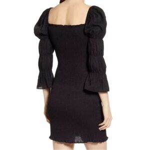 J.O.A. Smocked Puff Sleeved Little Black Dress, NWT